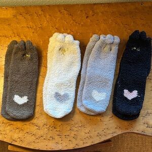 Cozy Fluffy Cat Paw Socks Set (4 Pairs)